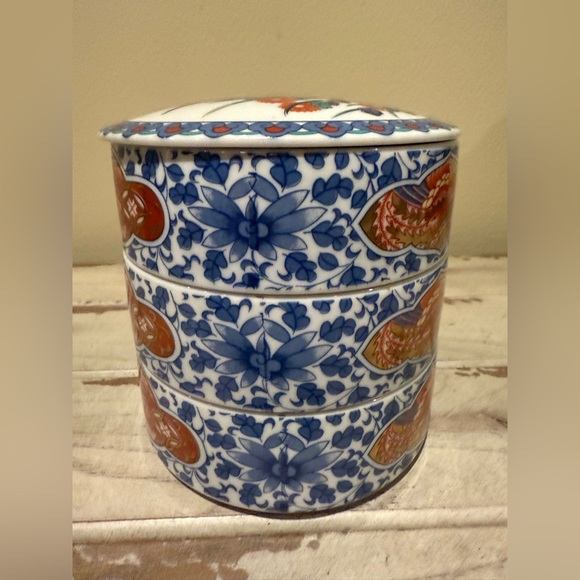 Vtg Japanese Stacking Trinket Bowls w/ Floral Pattern (Shibata China) 3 Tier/Lid - Picture 5 of 10
